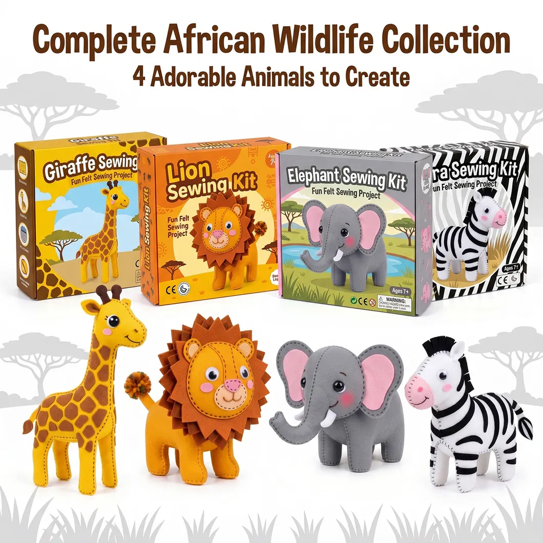 Kids DIY Giraffe Felt Sewing Kit Mini Portable Travel Craft Ages 7+