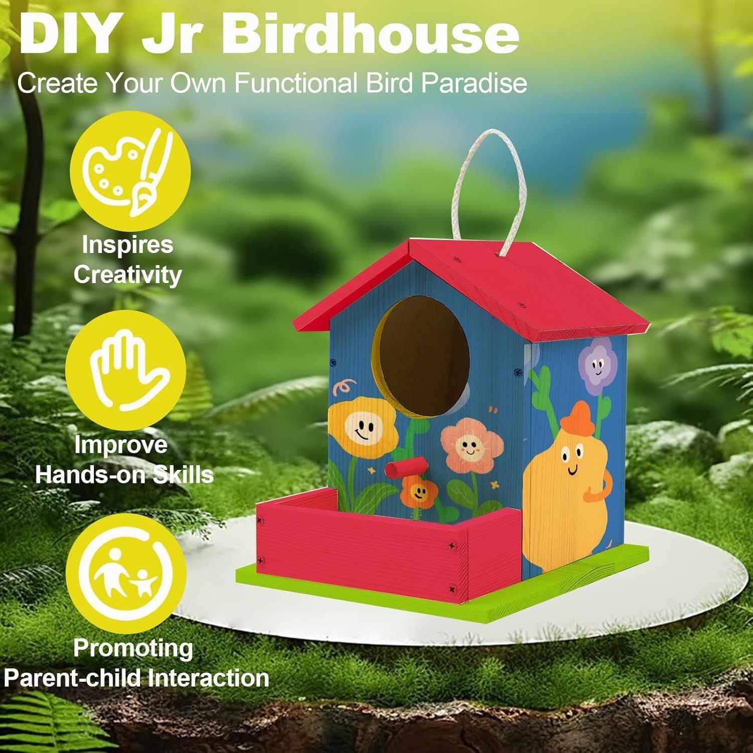 DIY Pine Wooden Birdhouse Craft Kit Detail 1