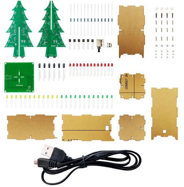 50set DIY Electronics Kit 3D Christmas Tree Soldering Practice Electronic Science Assembly Kit 3 Color Flashing LED