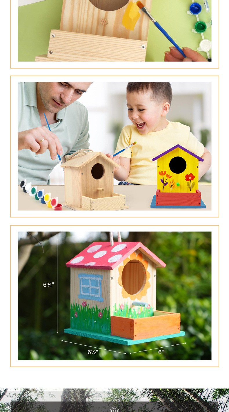 DIY Pine Wooden Birdhouse Craft Kit Detail 6