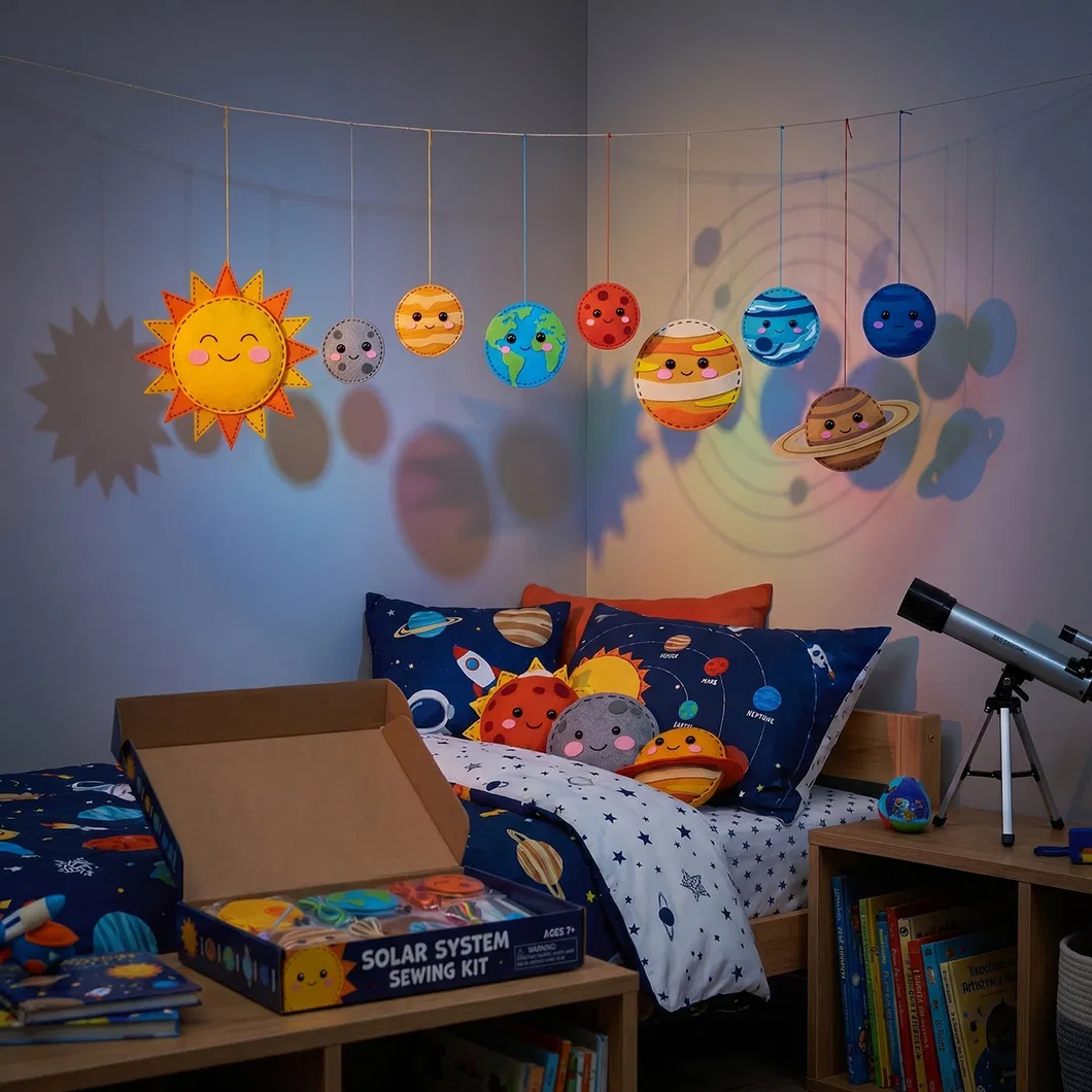 Kids DIY Solar System Sewing Kit Mini Portable Travel Craft Ages 7+