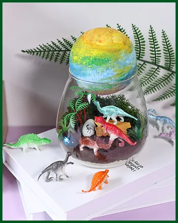 Kids DIY Dinosaur Terrarium Kit Moon Lamp Flower Pots