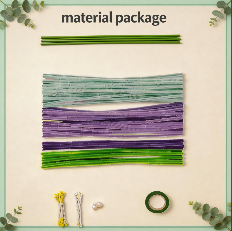 Wholesale DIY Colorful Chenille Stems Fower Material Kit Density Pipe Cleaners Flower Bouquet for Kids DIY Crafts