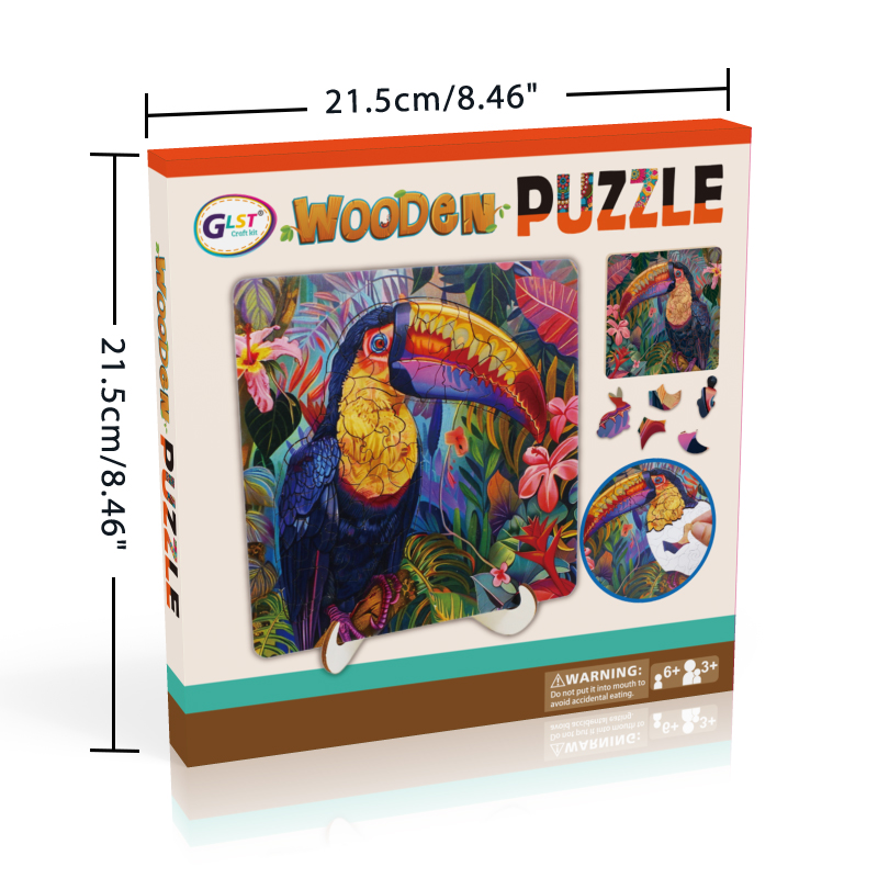 Wooden Animal Unique Puzzle-Toucan 51~100 Pieces DIY Toy Craft Kit for 5-7 Years Old