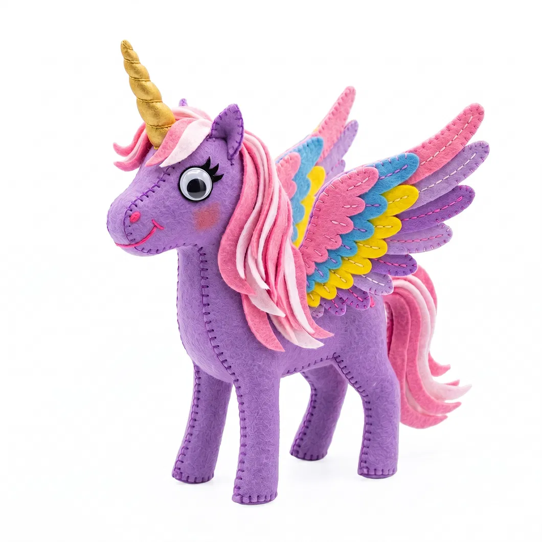 DIY Purple Unicorn with Rainbow Wings Kids Sewing Kit Craft Set