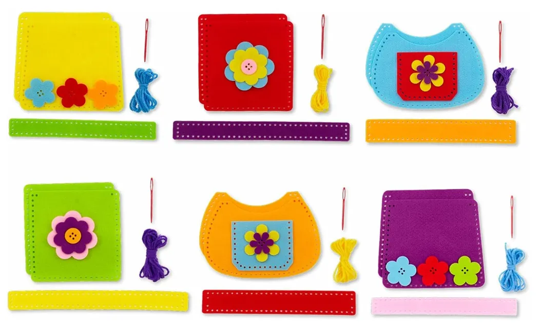 Soft Felt Kids Sewing Bags Purses Kit Felt DIY Crafts Girls Boys Educational Sewing Kids Art Craft Kits Beginners Kids Sewing
