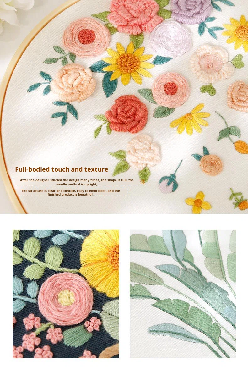 Diy Cross Stitch Hand Embroidery Kit Sets Flower for Beginner Handmade Linen Gift DIY Kit