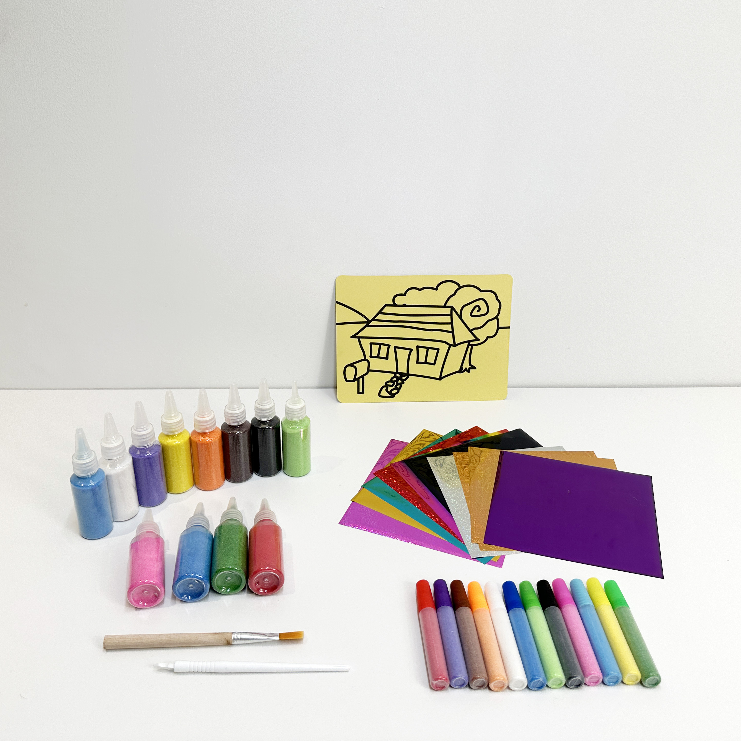 Sand Art Kits Sheets for Kids With 6 Sheets Sand Art Painting Cards Sand Arts and Crafts Kit for DIY Drawing