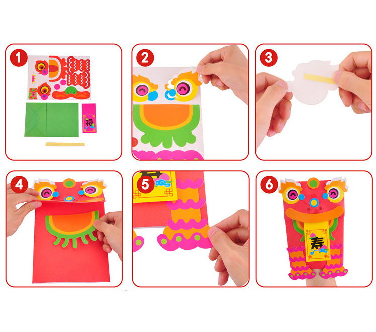 Sunflowers 2020 Chinese New Year DIY Paper Hand Puppet Kits Creative Paste Toys for Kids Ages 3+ Party Decorations &amp; Crafts