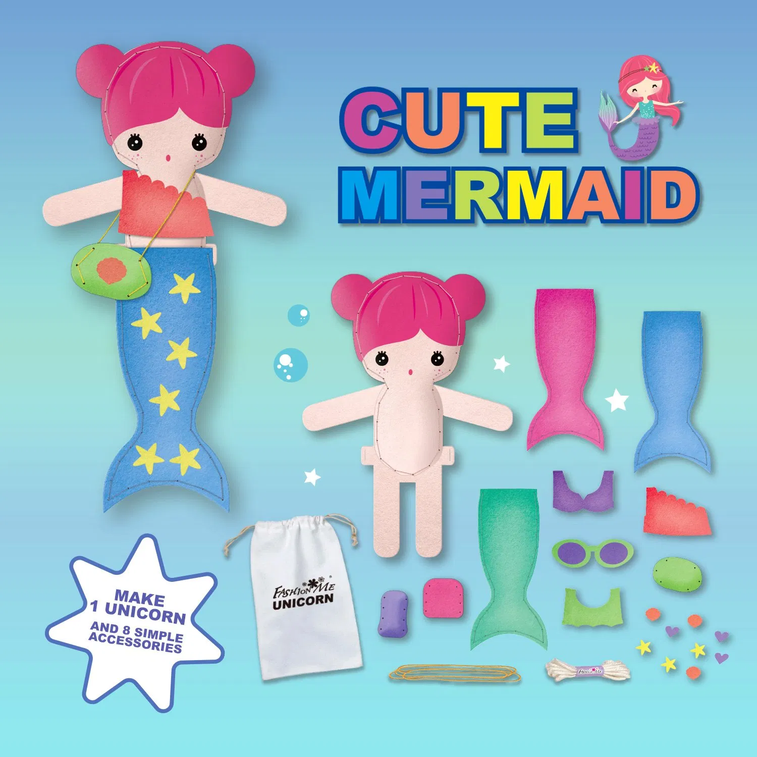 New Mermaid Sewing Kit for Kids Art &amp; Craft Kit DIY Making Gift