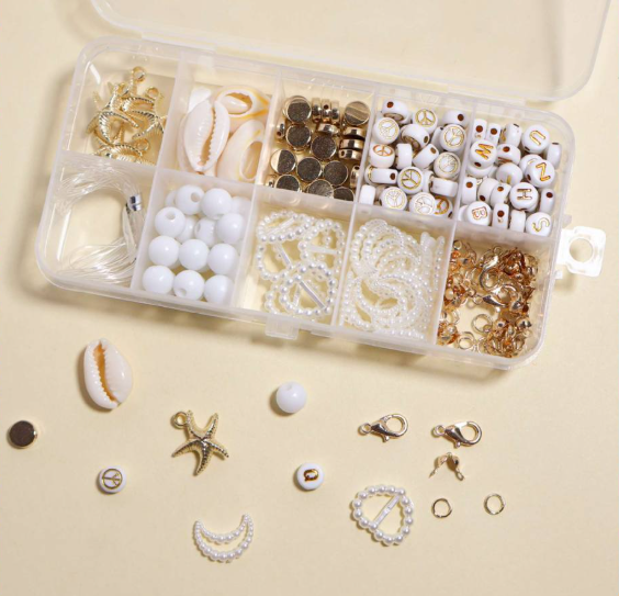 Neutral Tone Beads Jewelry Making Kit, Mixed Shapes Acrylic &amp; Shell Beads for Handmade Bracelets