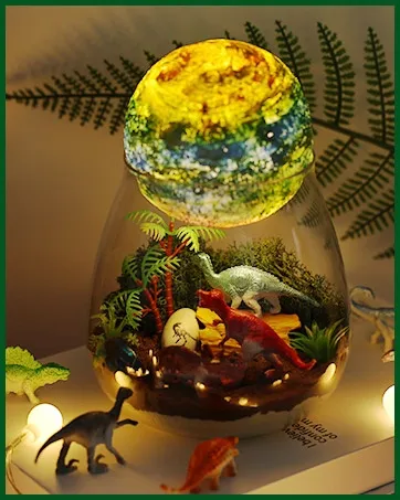 Kids DIY Dinosaur Terrarium Kit Moon Lamp Flower Pots