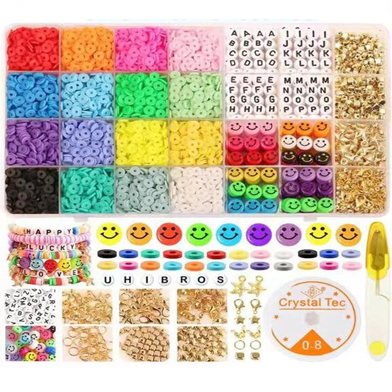 Clay Polymer Beads Flat Round Spacer Heishi Craft Kit