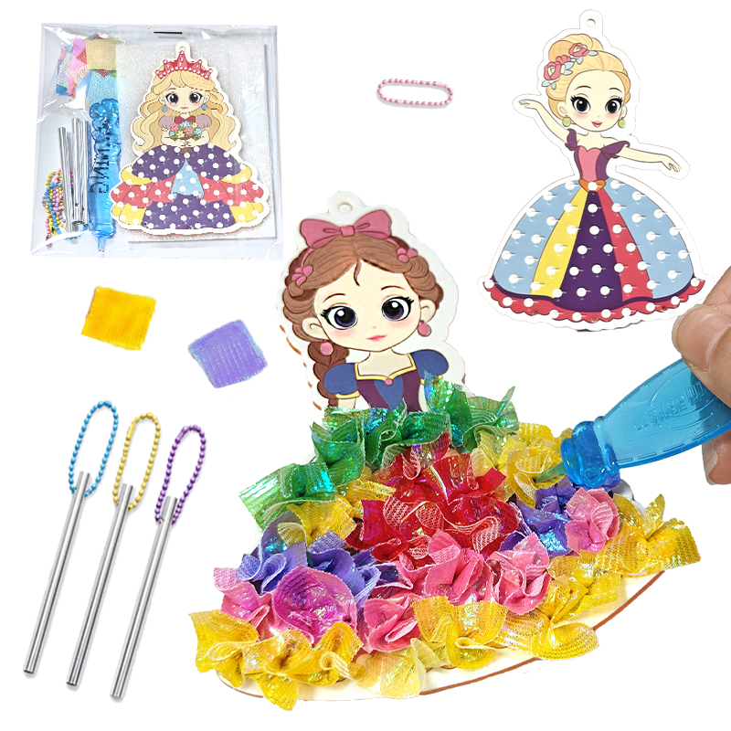 Wayee Princess Poke Art Wind Chime Kit HD100251 Kids DIY Paper Punch Handmade Educational Craft Toy Set Girls Birthday Gift