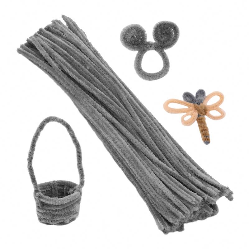 Customized Color Bright Color DIY Art Kit 8mm X 30cm High Quality Chenille Stem Fuzzy Wire Material Easy Use Creative
