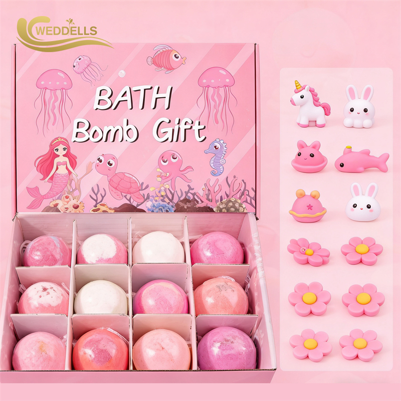 Private Label Kids Bath Bombs Gift Sets Organic Natural, Custom Vegan Bath Bomb With Toys For Kids, Colorful Bubble Bath Fizzies