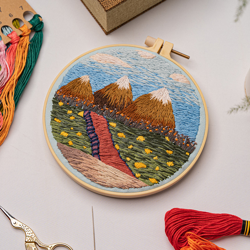 DIY Wholesale Embroidery Kit for Adults Cross Stitch Punch Needle Embroidery Set DIY Craft Kits Landscape Series Embroidery Kits