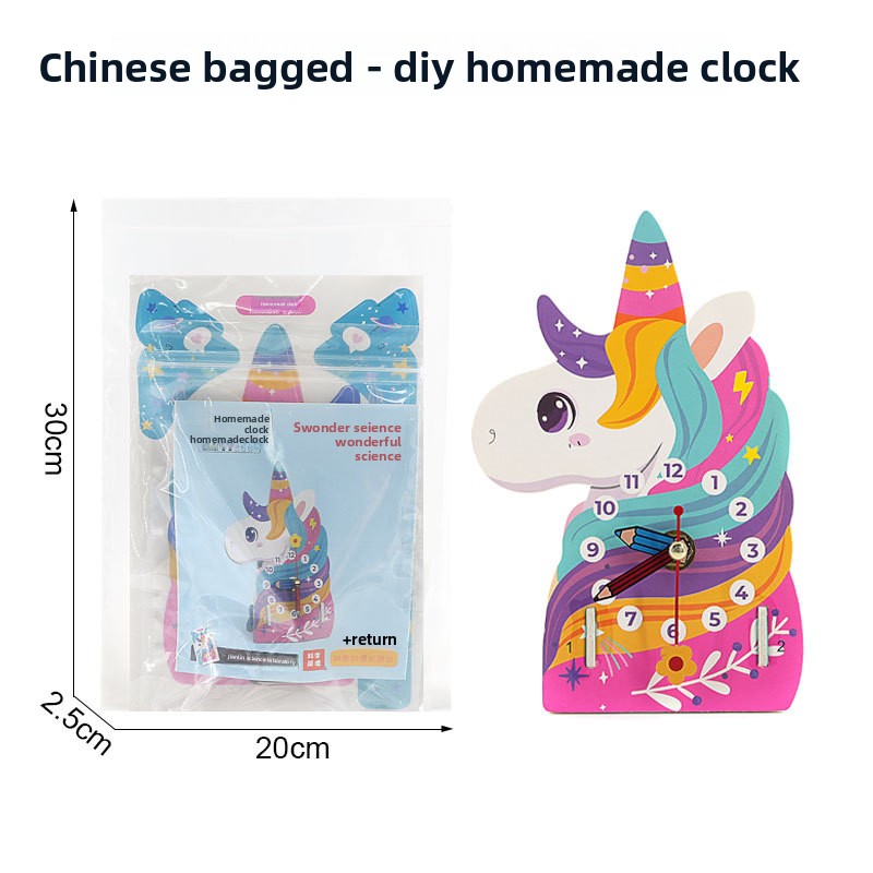 Best-selling Cross-border DIY Handmade STEM Technology Craft Kit Assembly Toy 0-3M Self-made Clock Material Pack Paper