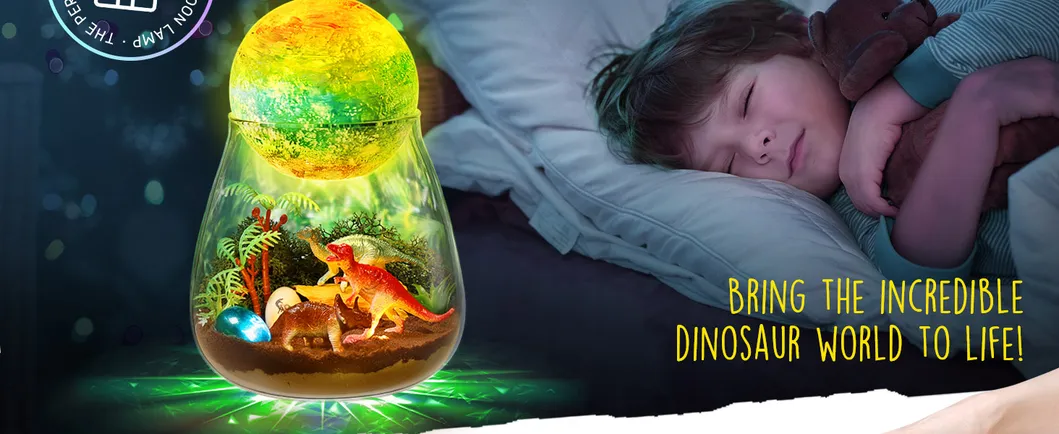 Kids DIY Dinosaur Terrarium Kit Moon Lamp Flower Pots