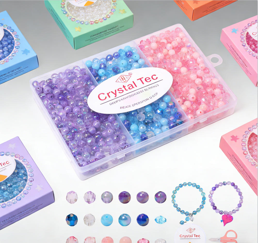 Diy Acrylic Beads Kits With Shinny Face Beads for Jewerrly Making Necklace Bracelet Earring Birthday Gifts for Girls