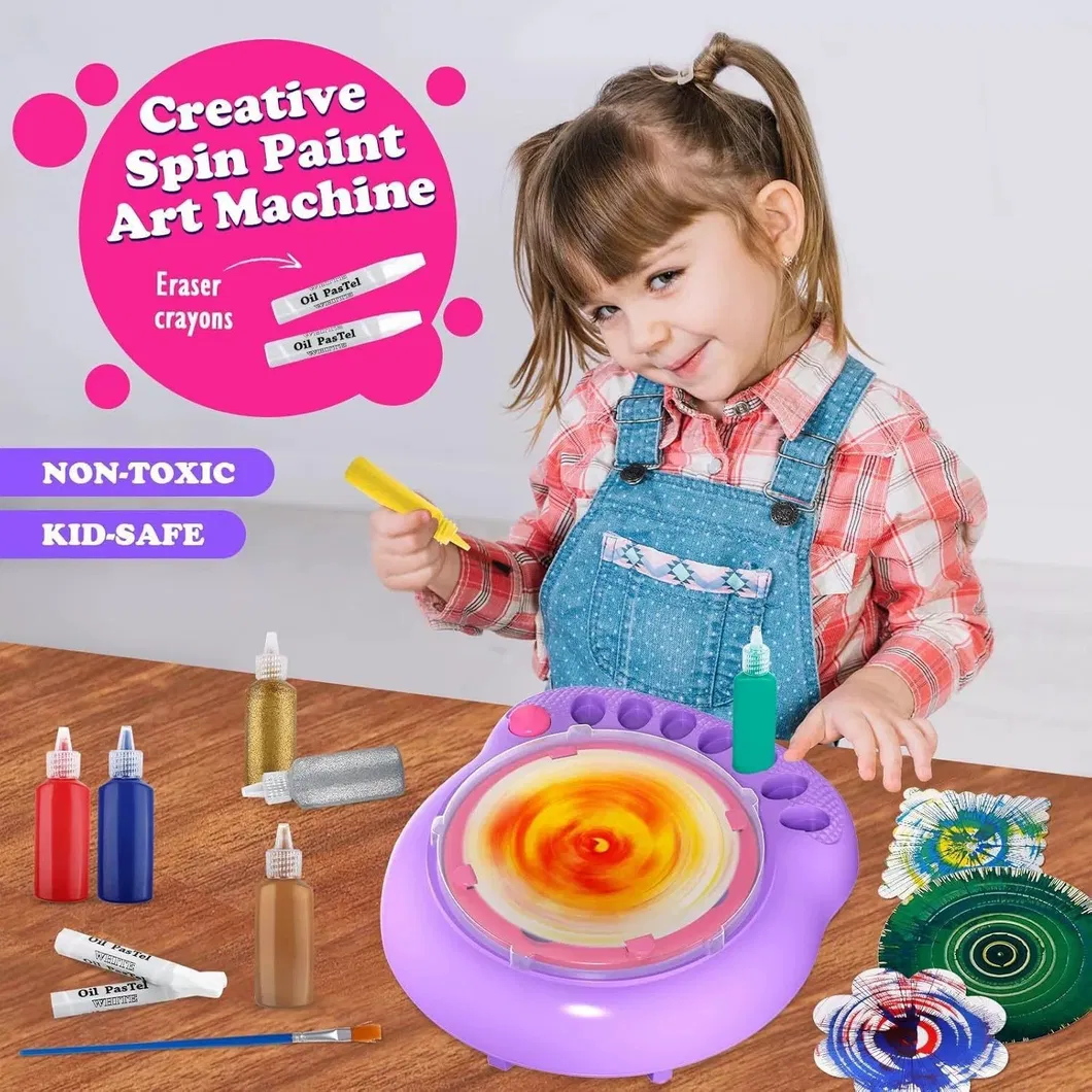 Kids Spin Art Machine Set DIY Painting Craft Kit Educational Art Toy