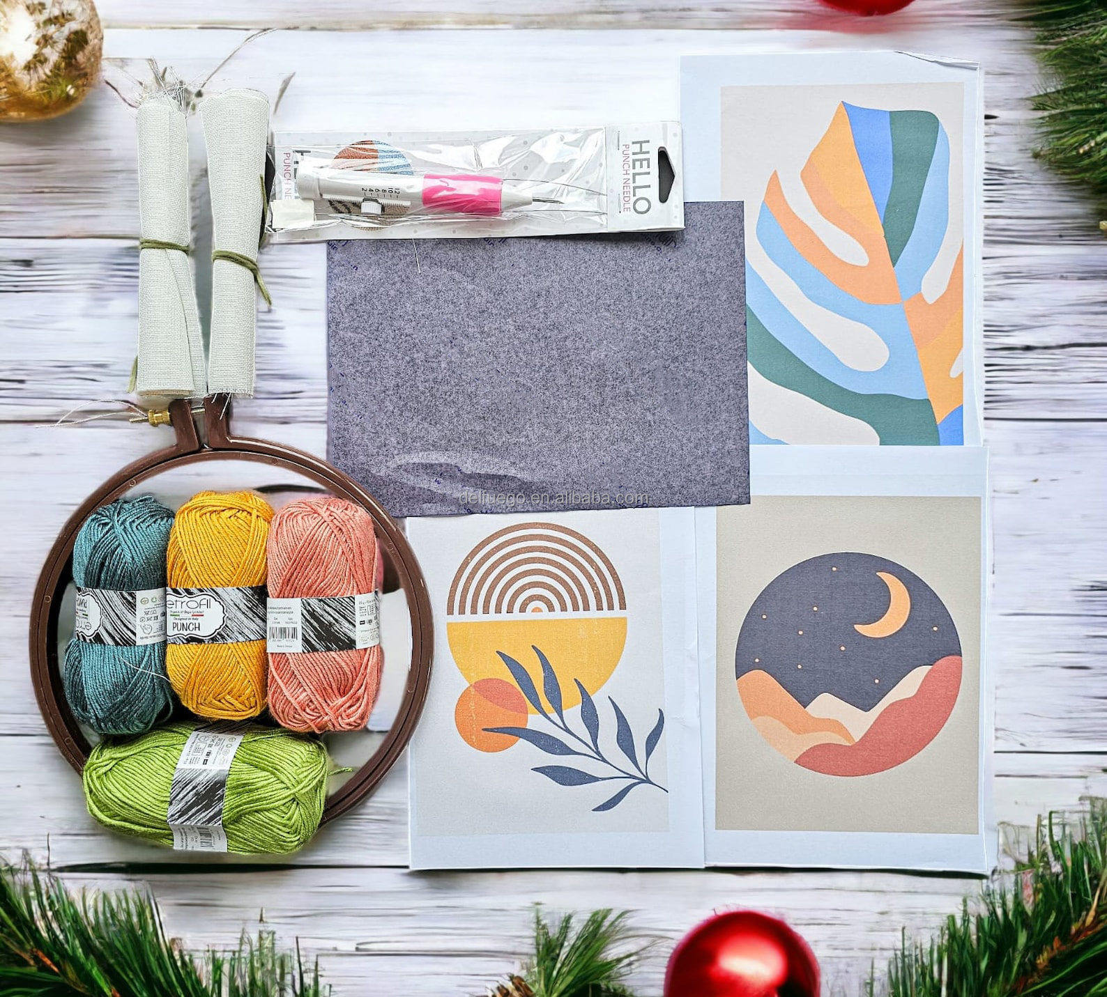 OEM Embroidery DIY Kit Punch Needle Coaster Kit With Threads for Handmade DIY Starter