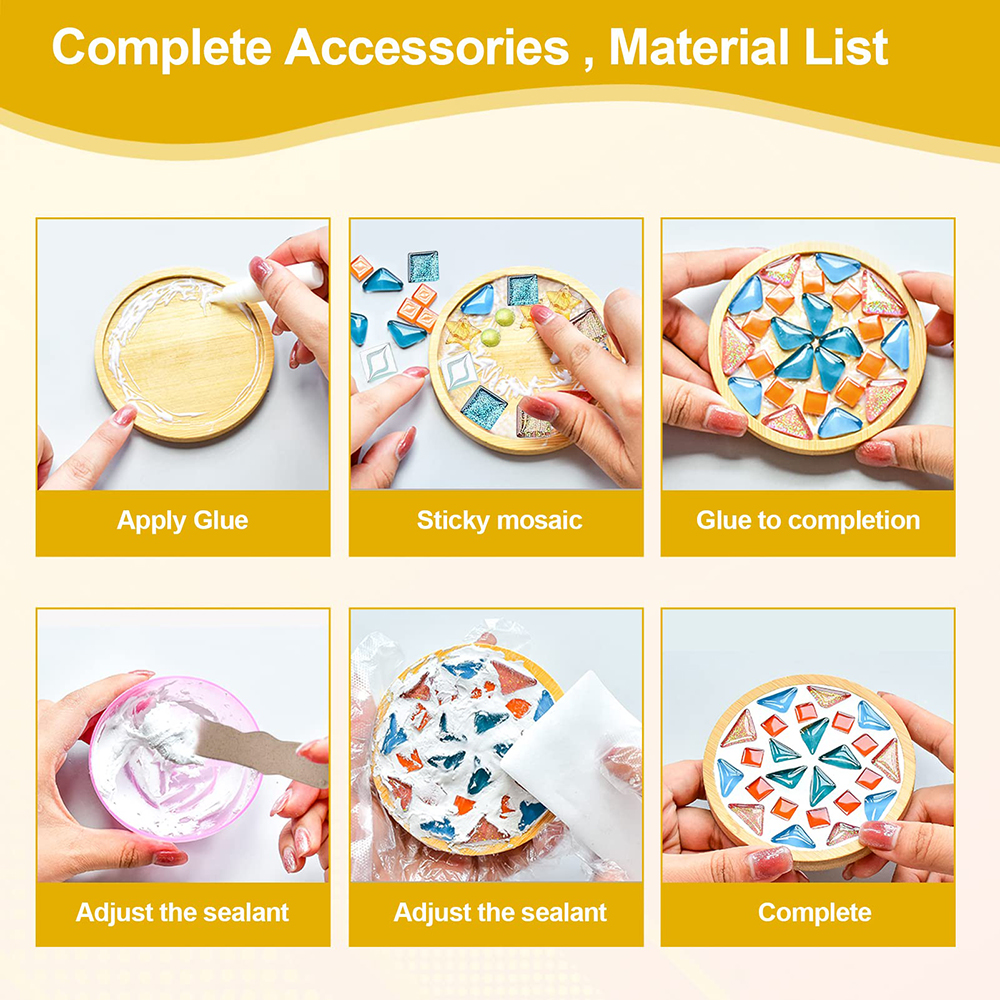 WBG Handmade Creative Diy Colorful Mosaic Vase Art Customize Set Mosaic Tile Coaster Craft Kit With Bamboo Coasters Vase