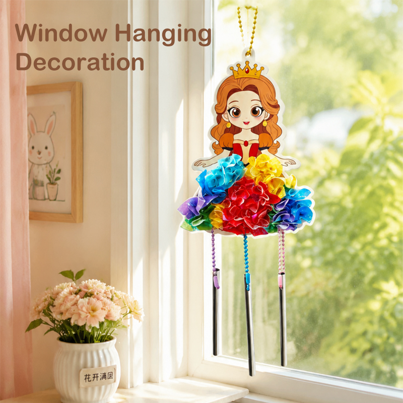 Wayee Princess Poke Art Wind Chime Kit HD100251 Kids DIY Paper Punch Handmade Educational Craft Toy Set Girls Birthday Gift