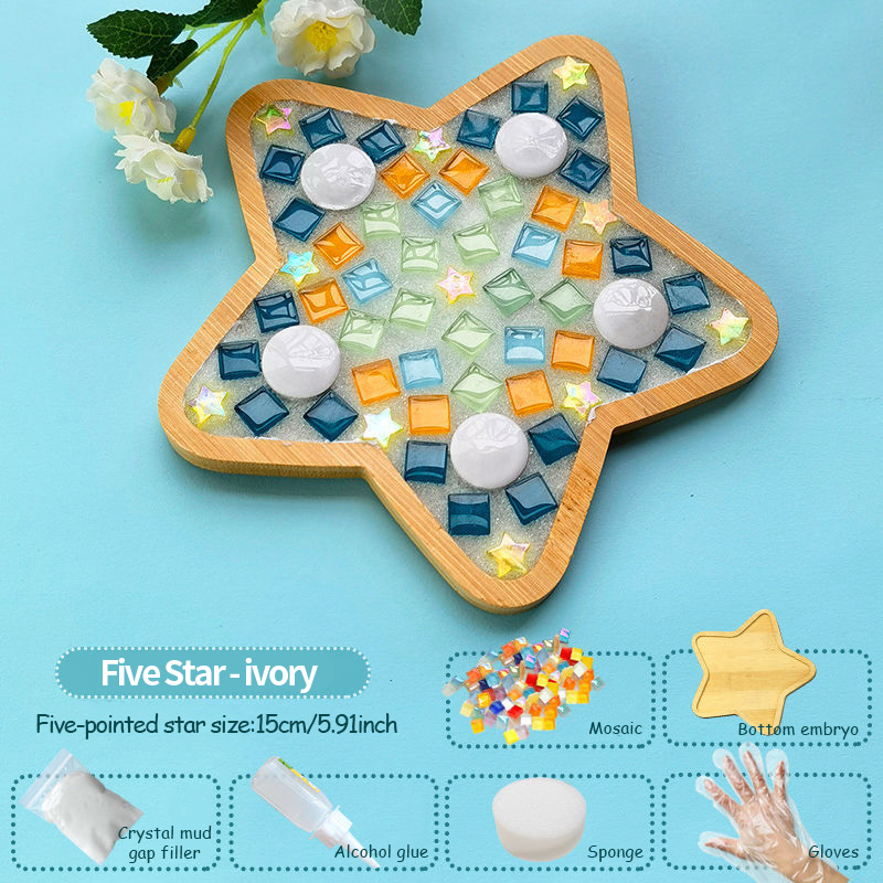 DIY Material Kit for Mosaic Coaster, Mother's Day / Home Gift, for Parent-Child Activity in Kindergarten Adults Handmade