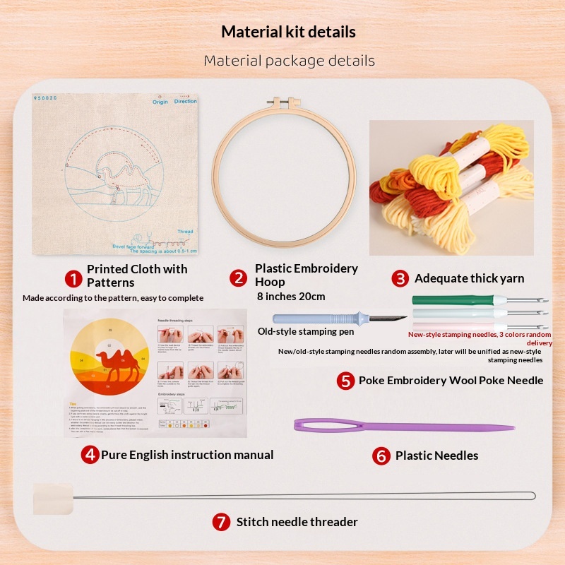 Original Christmas Series Russian Punch Needle Craft Kit for Beginners DIY Punch Needle Embroidery Set Cartoon Design Fabric