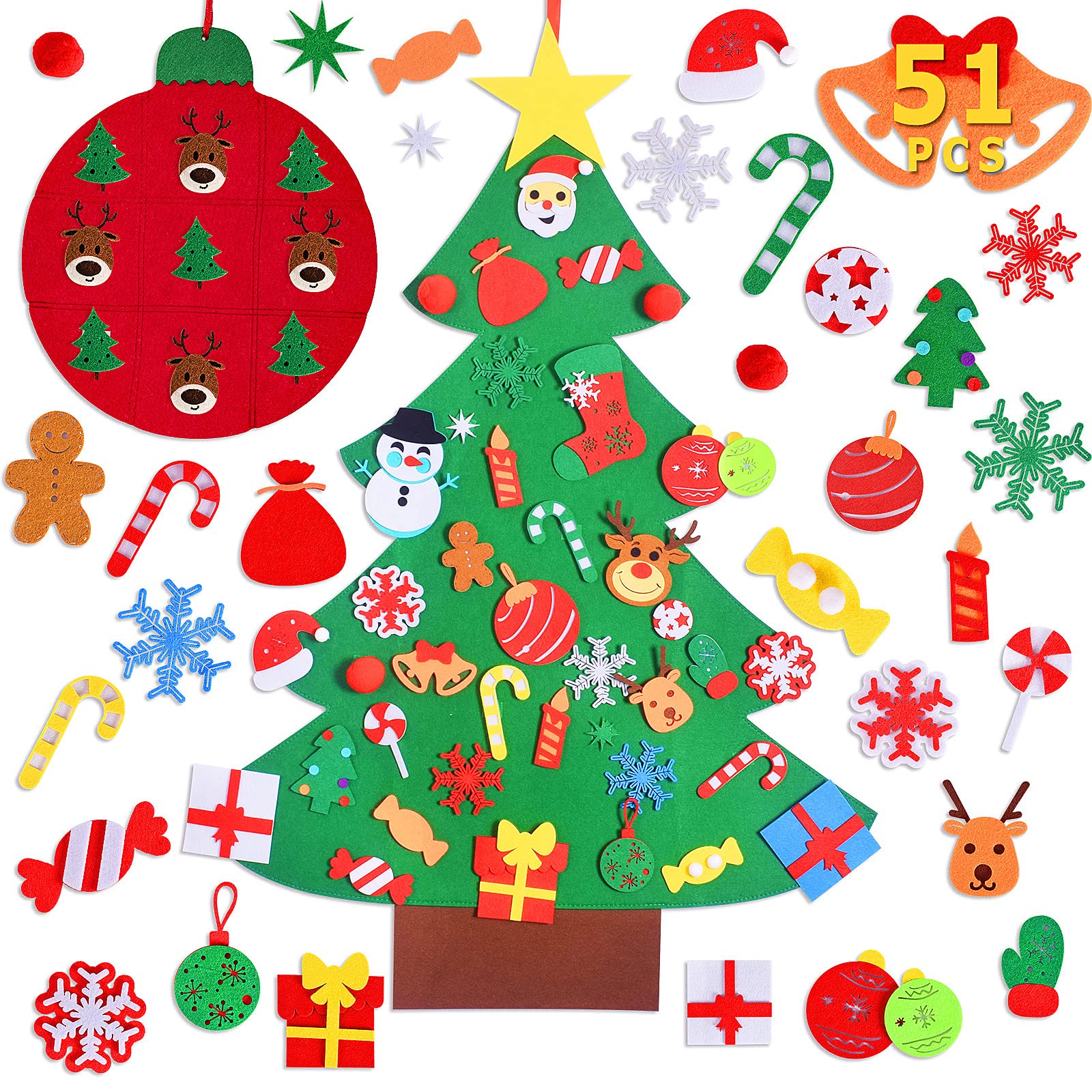 Merry Christmas Preschool Wall Hanging DIY Educational Toy 3D Felt Busy Board Craft Kit Kids Customized Colors Logo Intelligence