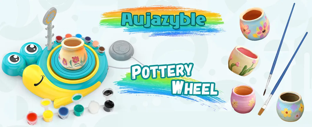 Kids Electric Pottery Wheel Machine Snail Shaped DIY Pottery Making Kit