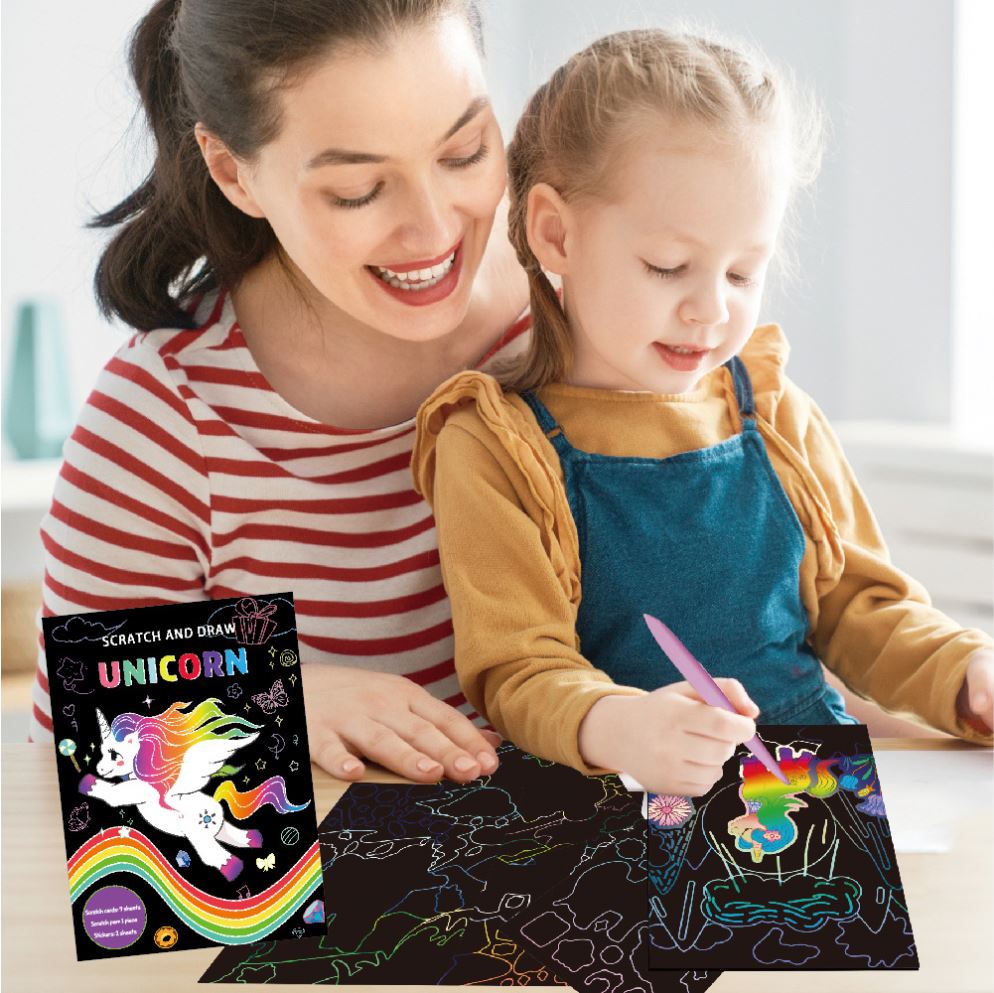 Diy Projects Kits Gifts Colorful Magic Drawing Rainbow Off Craft Painting Book Scratch Paper Art for Kids