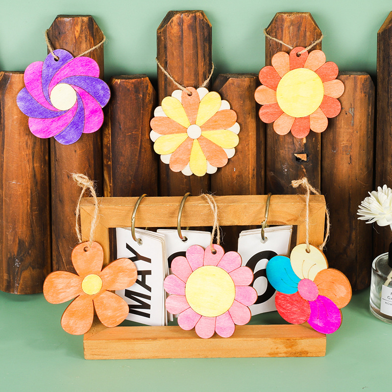 Wholesale Kids Educational DIY Craft Kit Cartoon Wooden Flower Wood Pieces Art Projects Gift Decoration Dropshipping Available