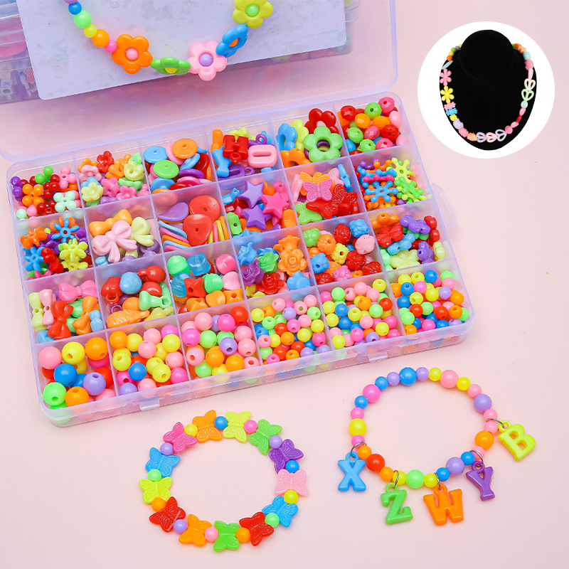 DIY Children's Beaded Bracelet Educational Toy Acrylic Beads Jewelry Making Kit with Craft Supplies Set