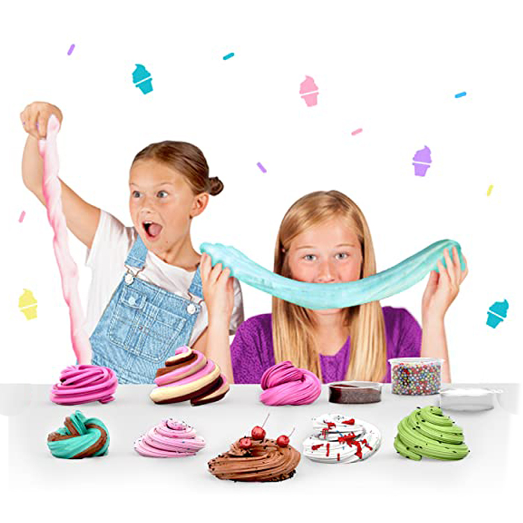 Hot Selling Fluffy Slime Kit Girls Toy Box DIY Make Ice Cream Slimes Fluffy Butter Cloud Foam Slimes Kit