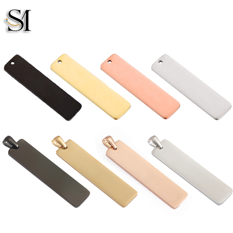 DIY Rectangle Stainless Steel Jewelry Making Kit 18K Gold Plated 10mm*40mm Pendant for Necklace