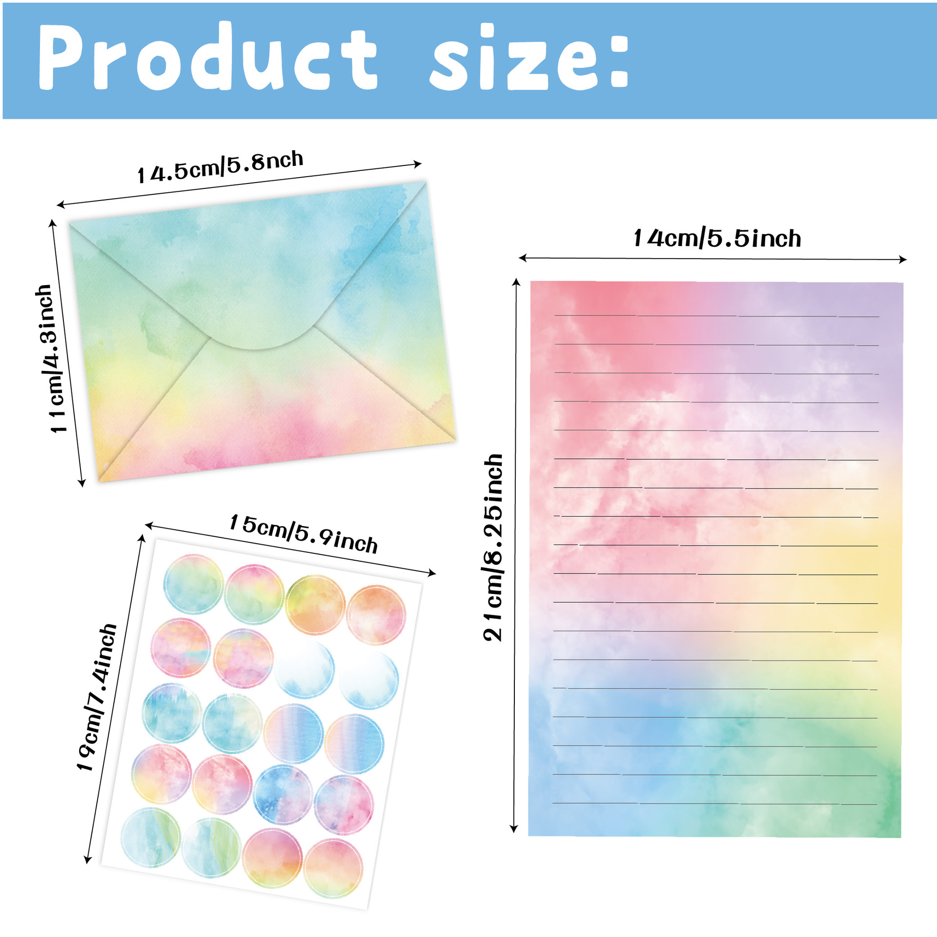 Bview Watercolor Scrapbook Paper Kit with Envelopes Stickers DIY Journal Craft Paper Set for Kids Girls