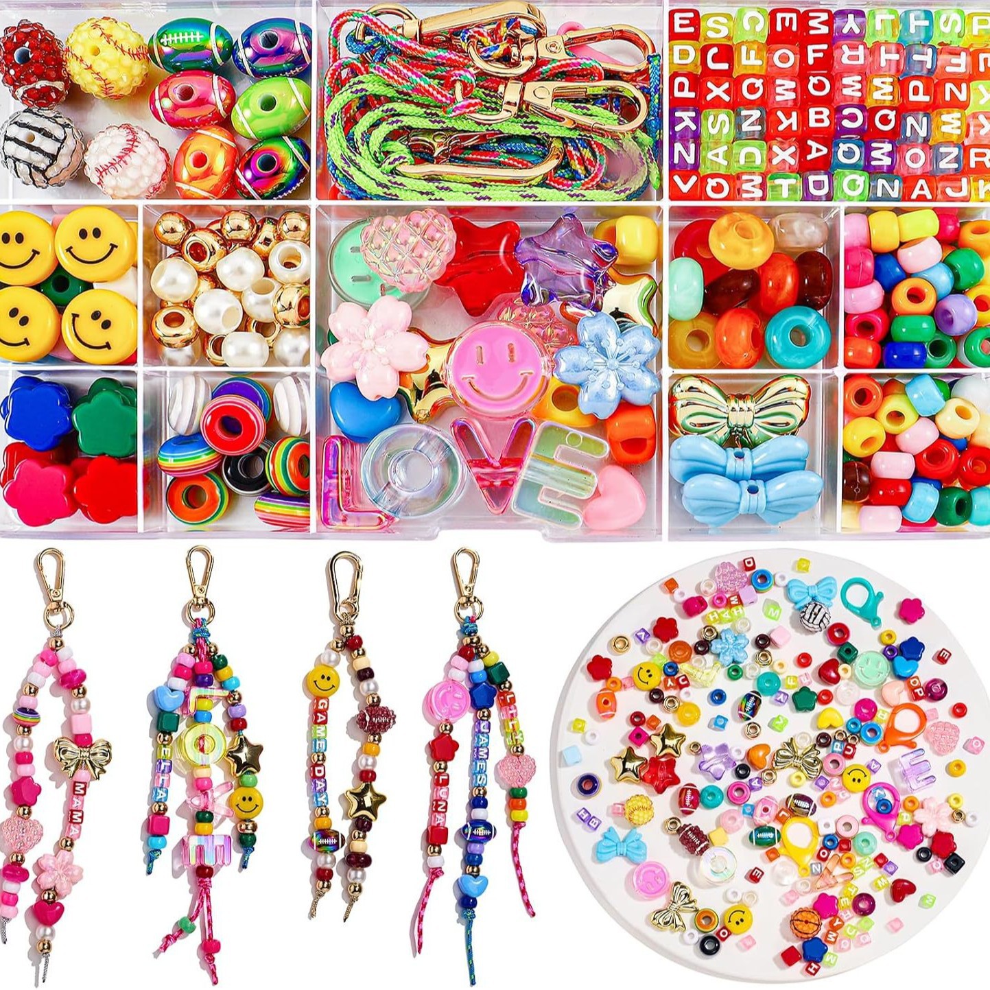 DIY Beaded Keychain Kit Creative Handmade DIY Keyring Customizable Jewelry Making Supplies