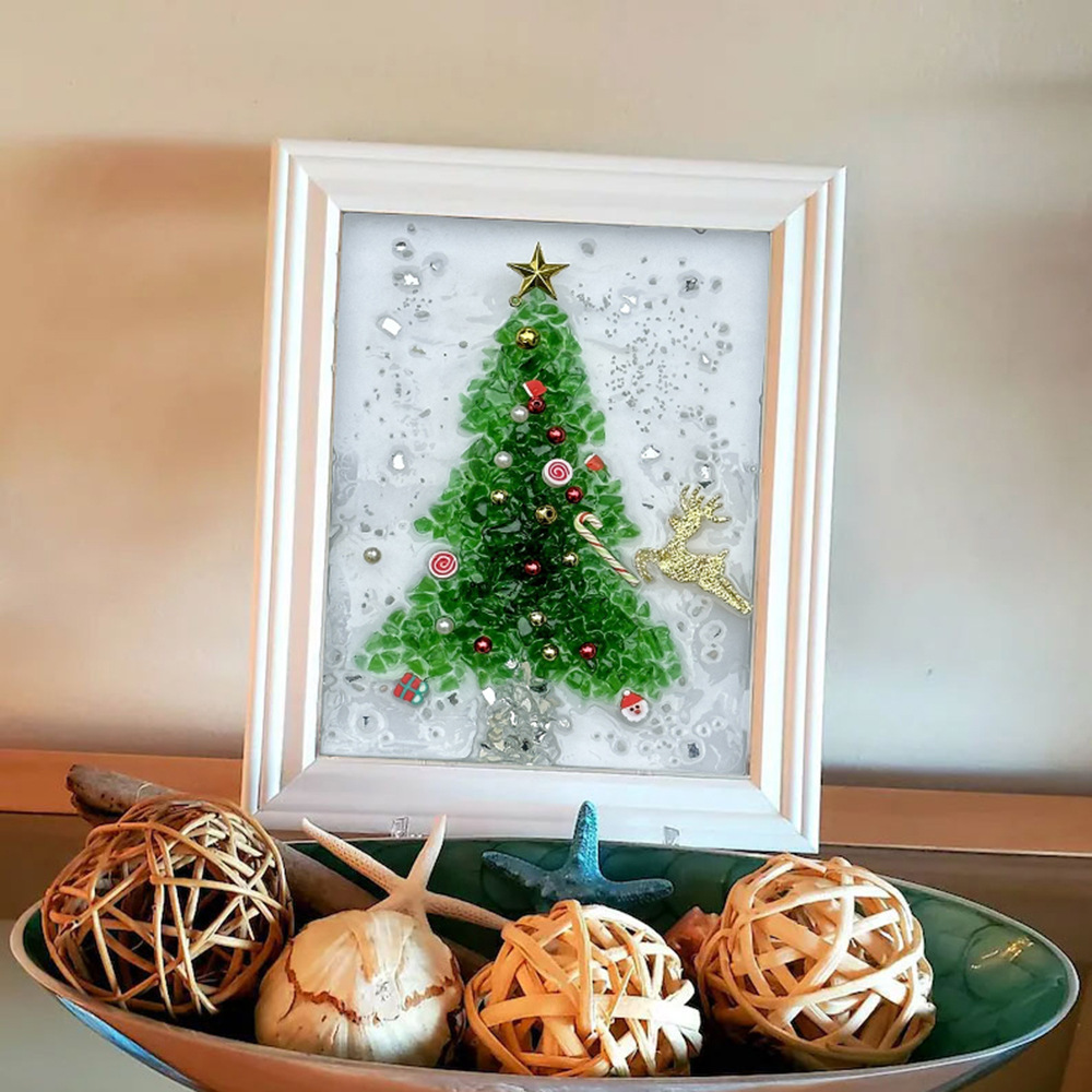 Hot Sale Shell Mosaic Glass Painting Kit Diy Handmade Arts and Crafts Decorative Frame Diy Resin Art Painting Kit Wooden Frame