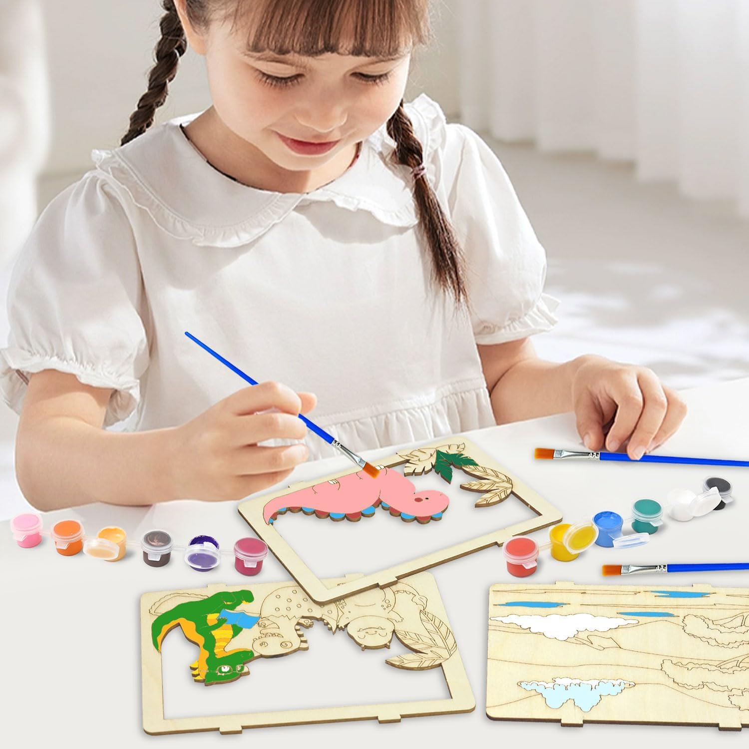 3D Wooden Painting Craft Kits for Kids - New Wooden DIY Coloring Puzzle Set, Creative and Educational Wooden Crafts for Children