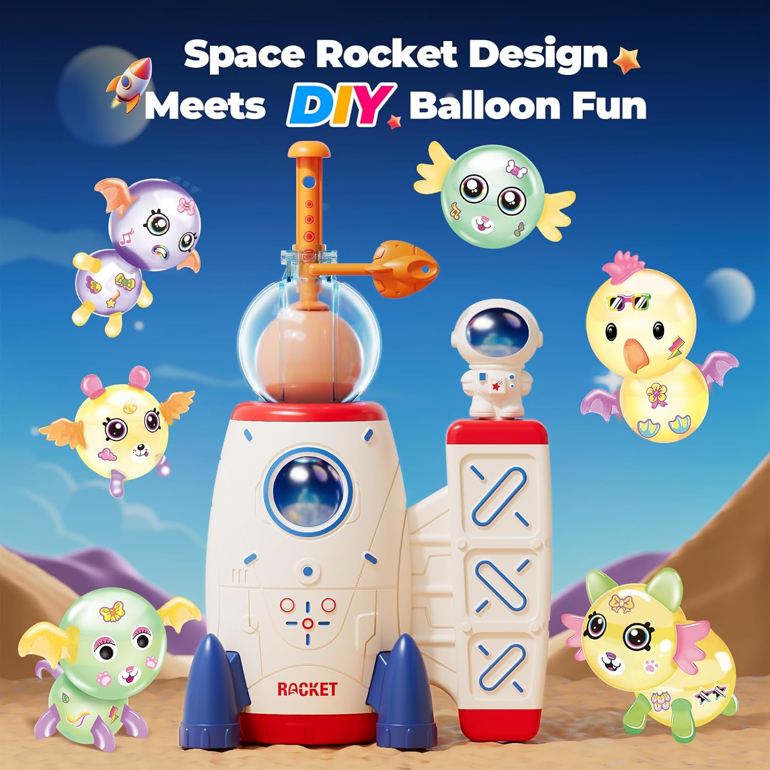 DIY Space Balloon Craft Kit for Kids STEM Creative Activity Inflation Kids Toys Educational Stickers Accessories