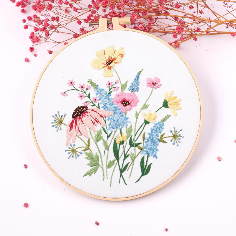 2026 Cross Stitch Kit Stamped Cross-Stitch Diy Set Embroidery Starter Kit Set With Flowers Plants Pattern