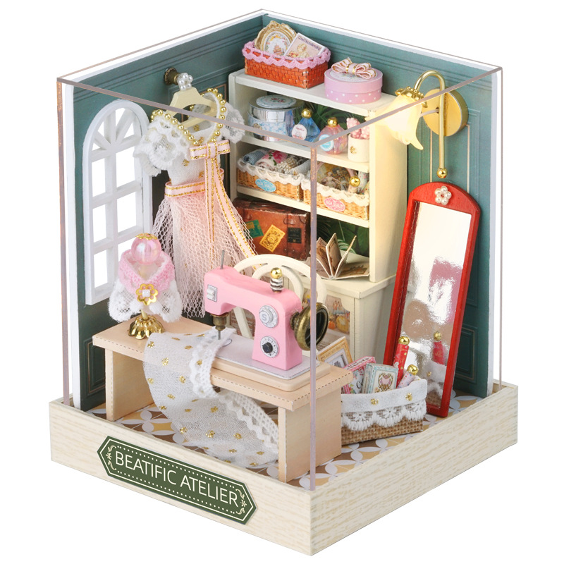 Charming Wooden Dollhouse DIY Kit-Snap Together Mini Cottage Creative Craft Activity Thoughtful Gift Idea for Women 51-100