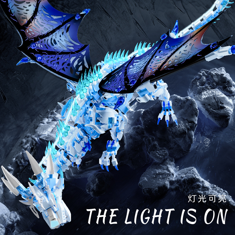 MJ13093 MOC Mechanical Ice Dragon Building Blocks Bricks Assembling Model DIY Toys for Children Birthday Gift Set