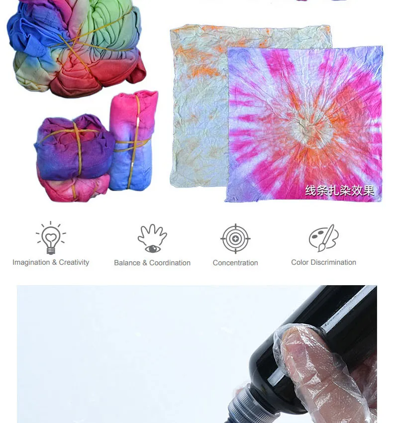 DIY Tie Dye Kit Tools Kits Crafts Kit for Children Tie-Dye Paint Kit