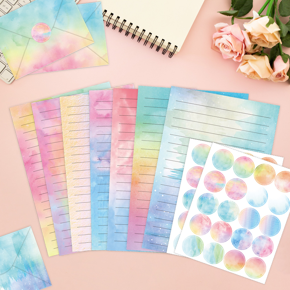 Bview Watercolor Scrapbook Paper Kit with Envelopes Stickers DIY Journal Craft Paper Set for Kids Girls