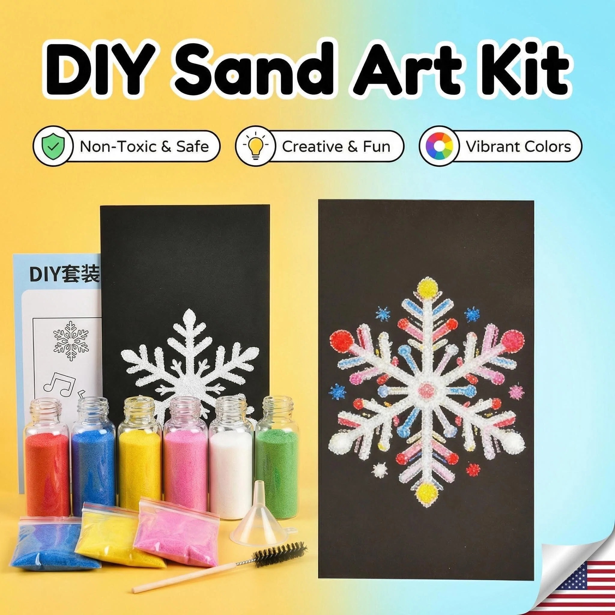 Customizable Kids' DIY Sand Art Set, Kindergarten Art &amp; Craft Educational Toy, Creative Cartoon Colored Sand Painting