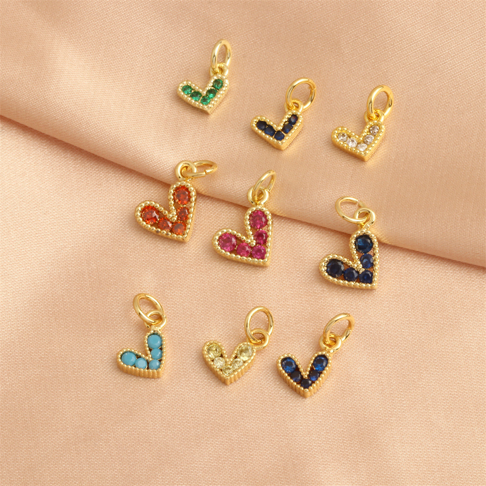 Wholesale Heart-Shaped DIY Jewelry Kit - Gold-Tone Zircon Charms, Earring/Bracelet/Necklace Findings Bulk Supplies for Crafting