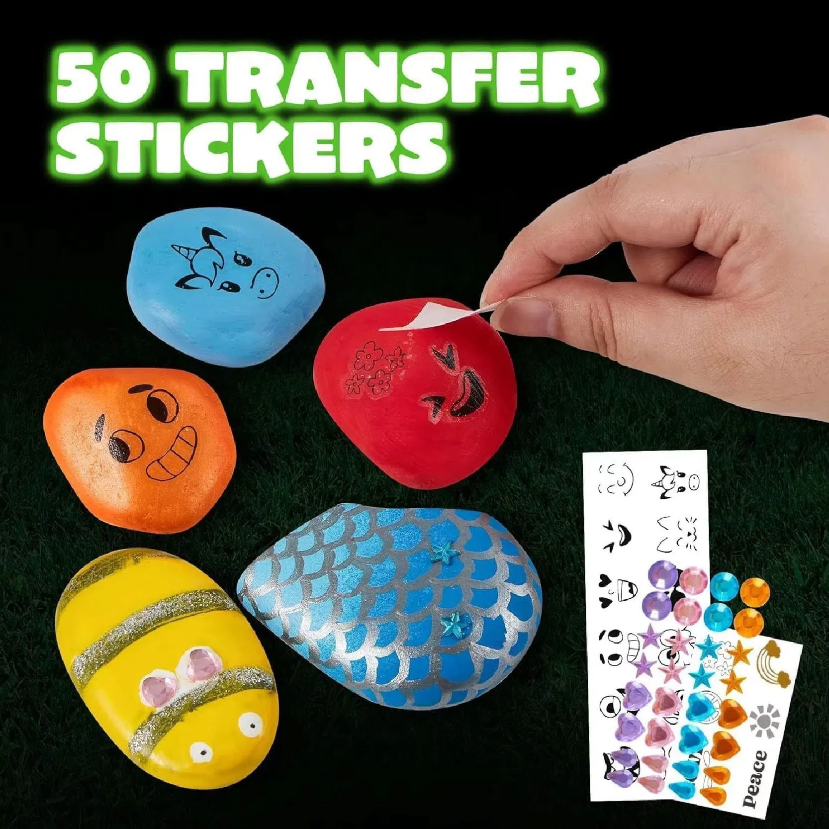Educational Toy Glow in The Dark Rock Painting Kit Craft Supplies DIY Set